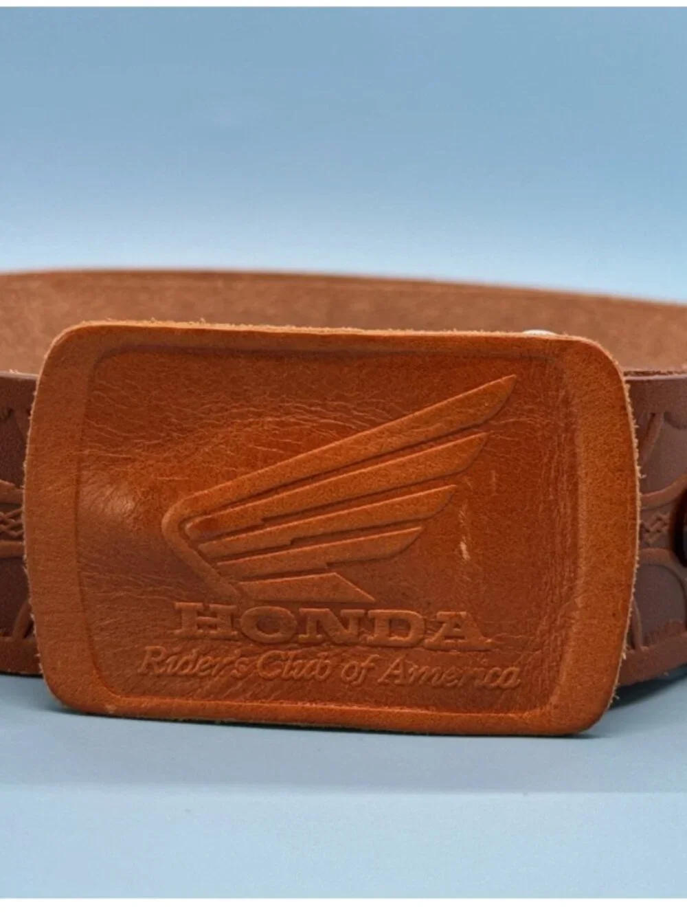 RARE Vintage Honda Rider’s Club of America Brown Leather Belt